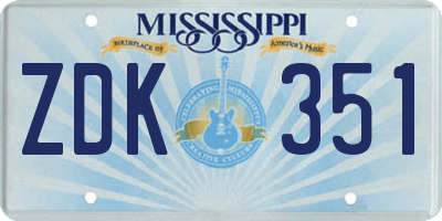MS license plate ZDK351