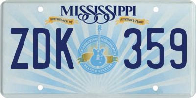 MS license plate ZDK359