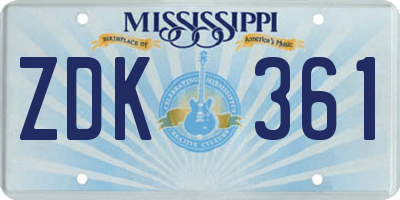 MS license plate ZDK361
