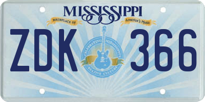 MS license plate ZDK366