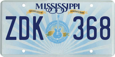 MS license plate ZDK368