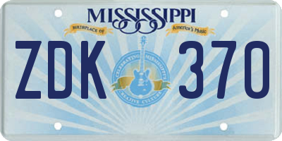 MS license plate ZDK370