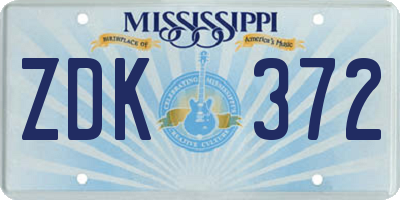 MS license plate ZDK372