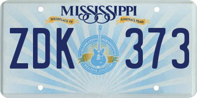 MS license plate ZDK373