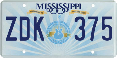 MS license plate ZDK375