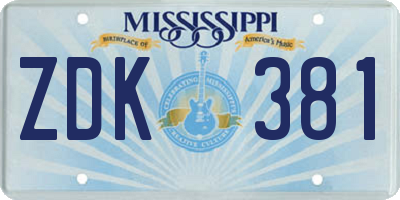 MS license plate ZDK381