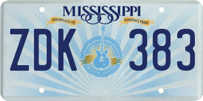 MS license plate ZDK383