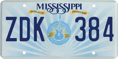 MS license plate ZDK384
