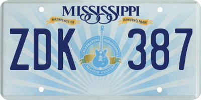 MS license plate ZDK387