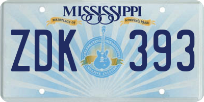 MS license plate ZDK393
