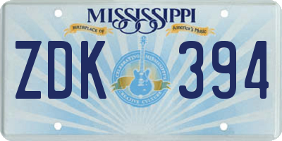 MS license plate ZDK394