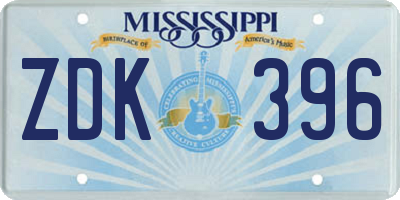 MS license plate ZDK396