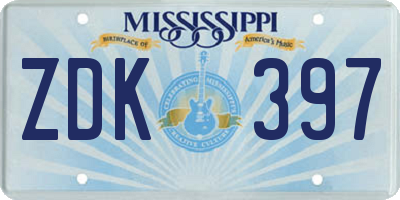 MS license plate ZDK397
