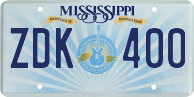MS license plate ZDK400