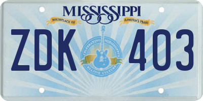 MS license plate ZDK403