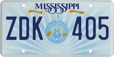 MS license plate ZDK405