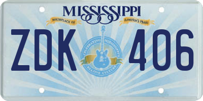 MS license plate ZDK406