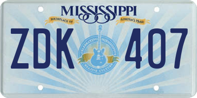 MS license plate ZDK407