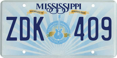 MS license plate ZDK409