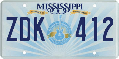 MS license plate ZDK412