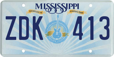 MS license plate ZDK413