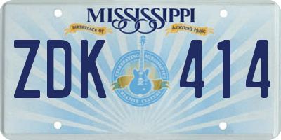 MS license plate ZDK414