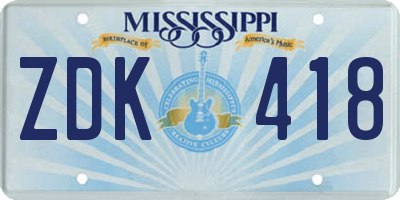 MS license plate ZDK418