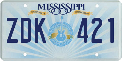MS license plate ZDK421