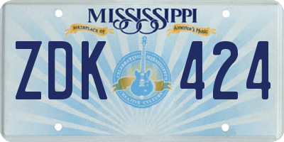 MS license plate ZDK424