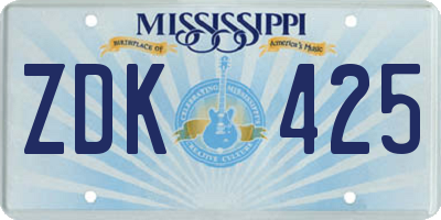 MS license plate ZDK425