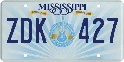 MS license plate ZDK427