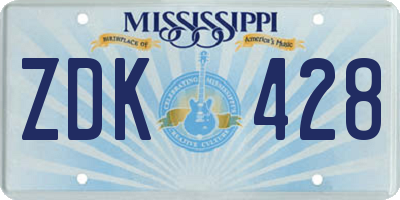 MS license plate ZDK428