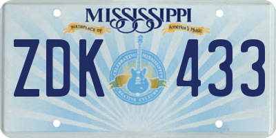 MS license plate ZDK433