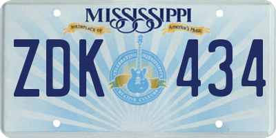 MS license plate ZDK434