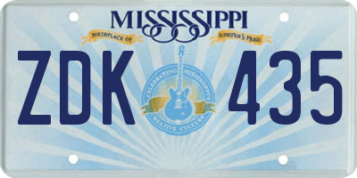 MS license plate ZDK435
