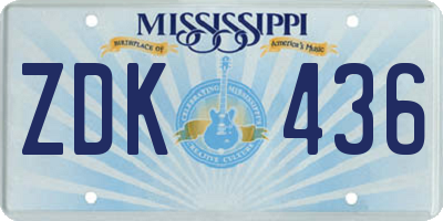 MS license plate ZDK436