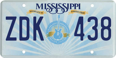 MS license plate ZDK438