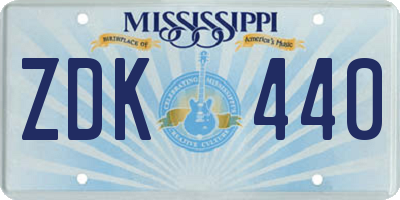 MS license plate ZDK440
