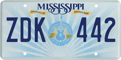 MS license plate ZDK442