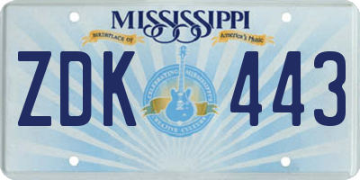 MS license plate ZDK443