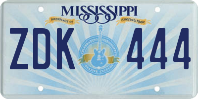 MS license plate ZDK444