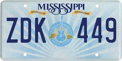 MS license plate ZDK449