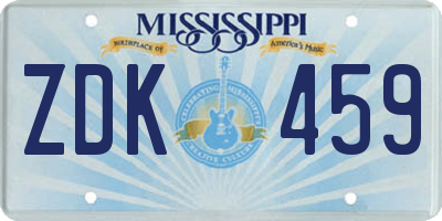 MS license plate ZDK459