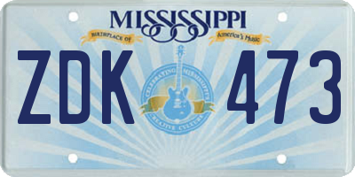 MS license plate ZDK473