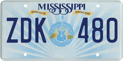 MS license plate ZDK480