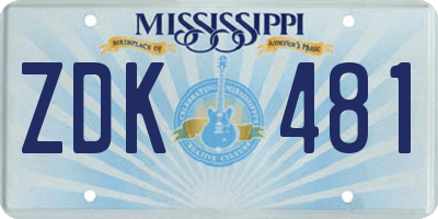 MS license plate ZDK481