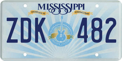MS license plate ZDK482