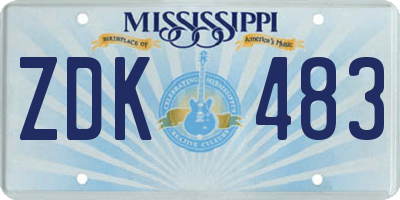 MS license plate ZDK483