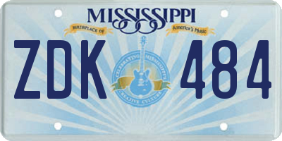 MS license plate ZDK484