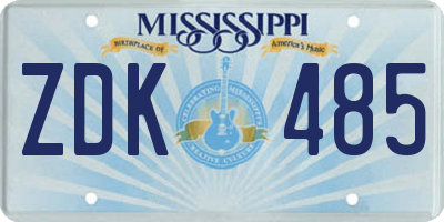 MS license plate ZDK485